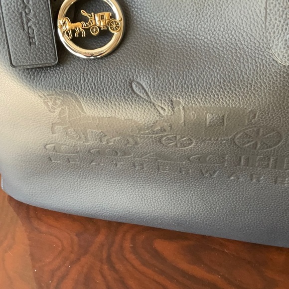 Navy blue leather coach grove tote - Picture 7 of 8